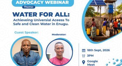 Webinar: Water for All in Enugu, Nigeria, From the Nigerian Blue Community Network of Water Rights Initiative - NEWARI:  What will it take to ensure sustainab